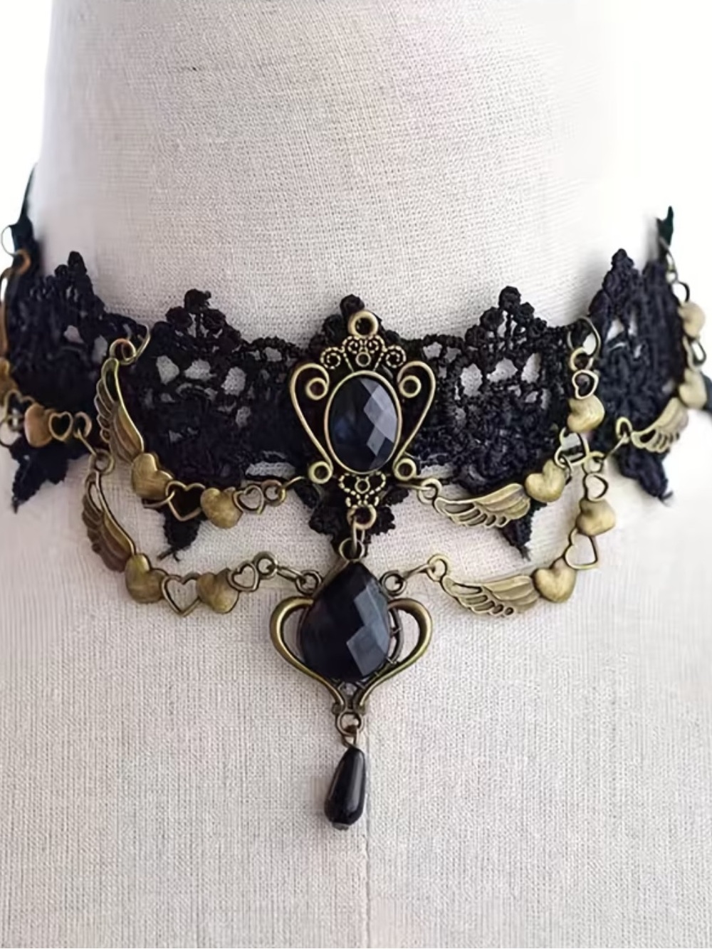 Black Lace Victorian Gothic Choker Necklace